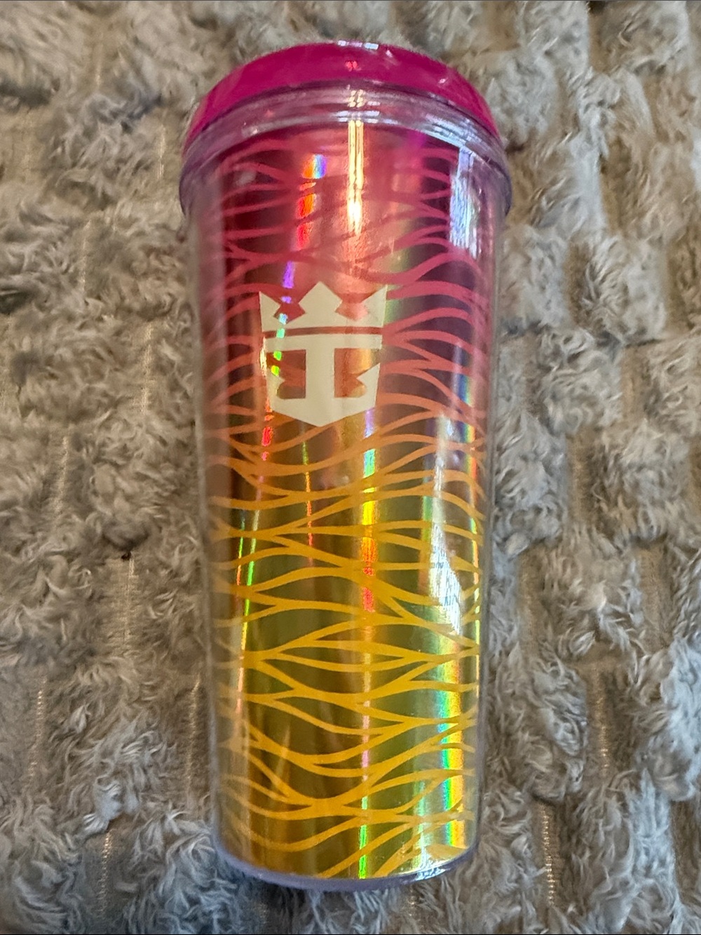 Royal Caribbean Pink and Gold Iridescent Travel Tumbler